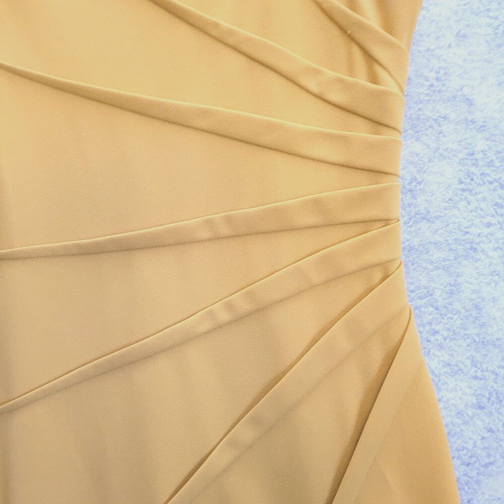 Calvin Klein Starburst Sheath Dress Women Size 12 Ochre Yellow Sleeveless Office - Picture 2 of 7